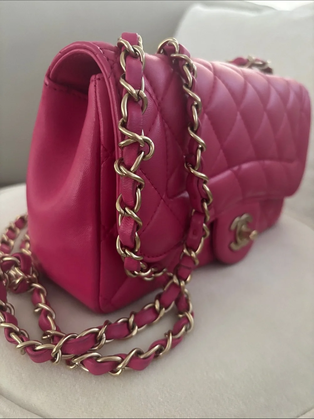 CHANEL Quilted Flap Shoulder Bag in Fuchsia